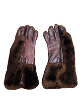 Load image into Gallery viewer, 1940s Brown CC41 Fur and Leather Gloves
