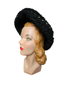 1940s Astrakhan And Gold Thread Hat