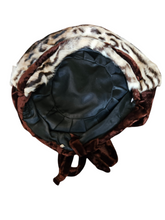 Load image into Gallery viewer, 1940s Brown Velvet and Leopard Print Fur Hat
