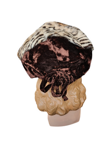 1940s Brown Velvet and Leopard Print Fur Hat