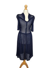 Load image into Gallery viewer, 1930s Navy Blue Lace Dress
