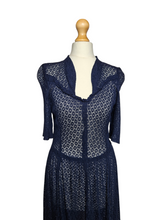 Load image into Gallery viewer, 1930s Navy Blue Lace Dress
