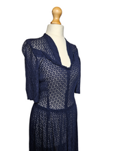 Load image into Gallery viewer, 1930s Navy Blue Lace Dress
