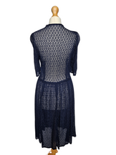 Load image into Gallery viewer, 1930s Navy Blue Lace Dress
