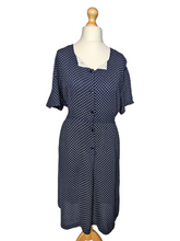 Load image into Gallery viewer, 1940s Navy Blue and White Checked Print Dress
