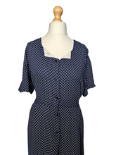 Load image into Gallery viewer, 1940s Navy Blue and White Checked Print Dress
