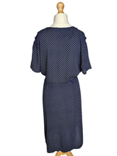 Load image into Gallery viewer, 1940s Navy Blue and White Checked Print Dress
