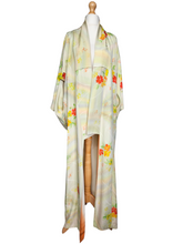 Load image into Gallery viewer, 1950s Cream/Yellow/Red/Orange Flower Long Kimono
