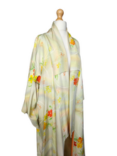 Load image into Gallery viewer, 1950s Cream/Yellow/Red/Orange Flower Long Kimono
