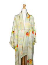 Load image into Gallery viewer, 1950s Cream/Yellow/Red/Orange Flower Long Kimono
