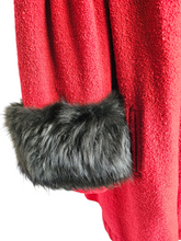 Load image into Gallery viewer, Late 1940s Red Swing Coat With Black Fur Cuffs
