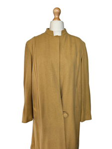 1940s Dark Yellow Wool Swing Coat