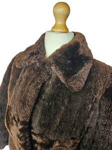 1940s Brown Beaver Lamb Fur Coat