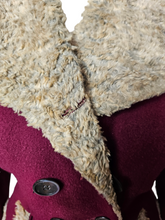 Load image into Gallery viewer, 1940s Raspberry Red and Grey/Beige Fur Trim Princess Coat
