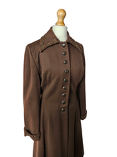 Load image into Gallery viewer, 1940s Chocolate Brown Beaded Princess Coat
