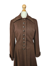 Load image into Gallery viewer, 1940s Chocolate Brown Beaded Princess Coat
