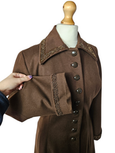 Load image into Gallery viewer, 1940s Chocolate Brown Beaded Princess Coat
