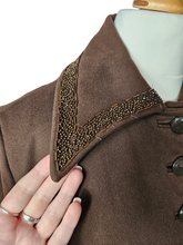 Load image into Gallery viewer, 1940s Chocolate Brown Beaded Princess Coat
