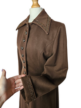 Load image into Gallery viewer, 1940s Chocolate Brown Beaded Princess Coat
