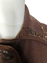 Load image into Gallery viewer, 1940s Chocolate Brown Beaded Princess Coat
