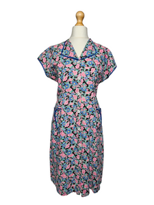 Late 1940s Pink Floral House Dress