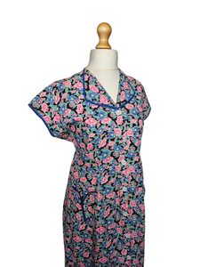 Late 1940s Pink Floral House Dress