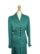 Load image into Gallery viewer, 1940s Green Gabardine Suit With Sharp Collar
