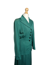 Load image into Gallery viewer, 1940s Green Gabardine Suit With Sharp Collar
