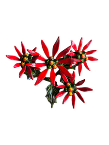 Vintage Metal Christmas Poinsettia Brooch