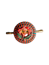 Load image into Gallery viewer, 1940s Red and Green Make Do and Mend Wirework Brooch
