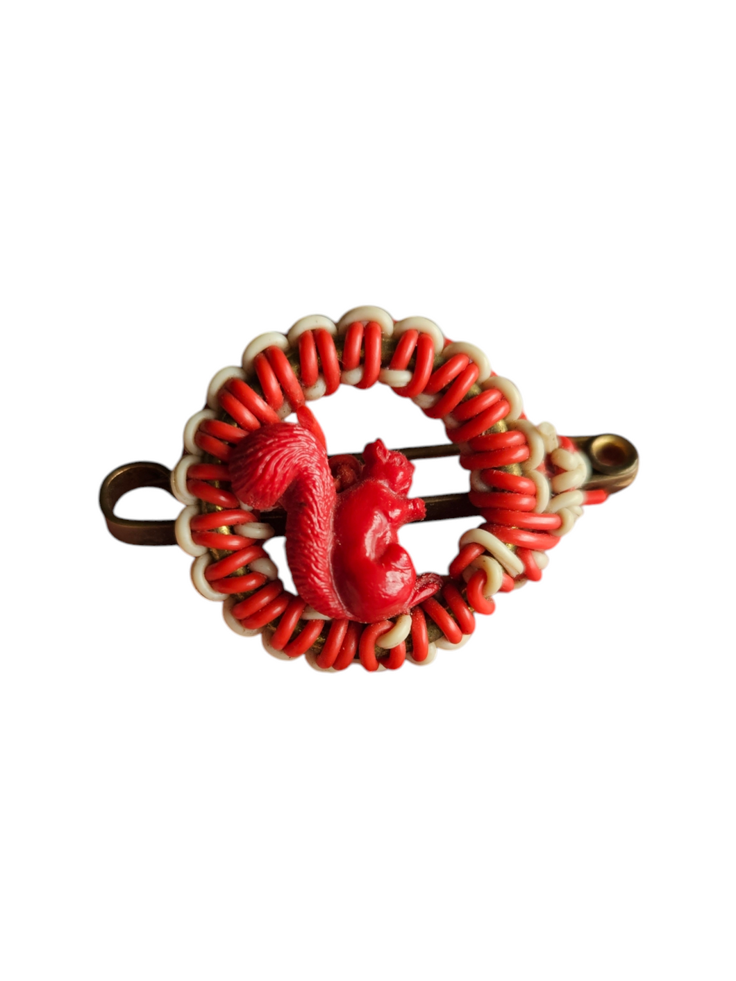 1940s Red Squirrel Make Do and Mend Wirework Brooch