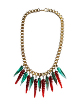 Load image into Gallery viewer, 1940s Rare Turquoise and Red Glass Droplet Necklace
