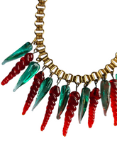 Load image into Gallery viewer, 1940s Rare Turquoise and Red Glass Droplet Necklace
