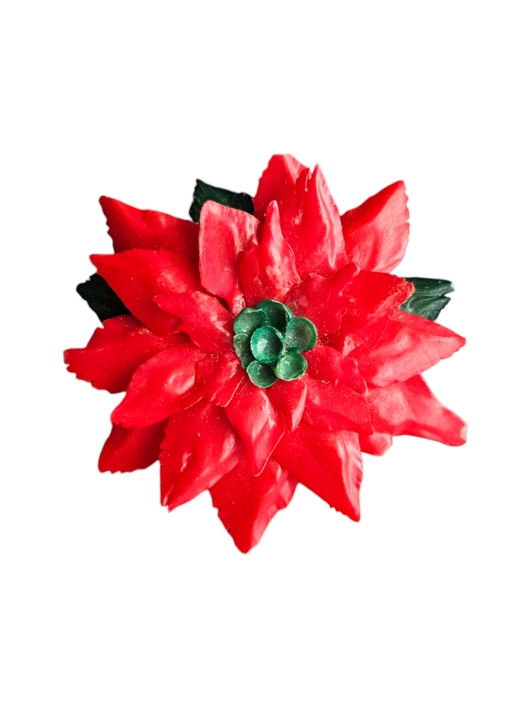 Vintage Shell Christmas Poinsettia Brooch