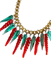 Load image into Gallery viewer, 1940s Rare Turquoise and Red Glass Droplet Necklace
