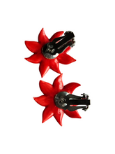 Load image into Gallery viewer, 1940s Red Christmas Celluloid Glitter Poinsettia Earrings
