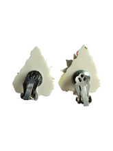 Load image into Gallery viewer, 1940s Rare White Christmas Tree Celluloid Earrings
