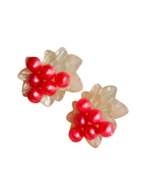 Load image into Gallery viewer, 1940s Coro Pink Berry/Grape Nylon Earrings
