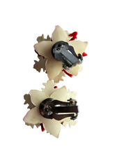 Load image into Gallery viewer, 1940s Glitter Red and White Celluloid Christmas Poinsettia Earrings
