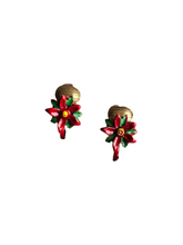 Load image into Gallery viewer, Vintage Christmas Poinsettia Earrings
