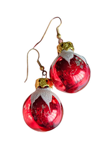 Vintage Red Christmas Bauble Earrings