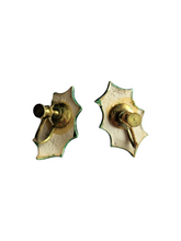 Load image into Gallery viewer, 1940s Green Christmas Holly Ceramic Earrings
