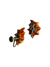 Load image into Gallery viewer, 1940s Brown Christmas Holly Celluloid Earrings A
