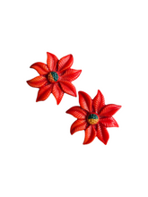 Load image into Gallery viewer, 1940s Red Christmas Celluloid Poinsettia Earrings A
