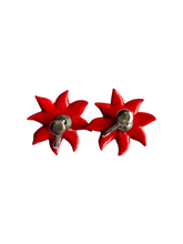 Load image into Gallery viewer, 1940s Red Christmas Celluloid Poinsettia Earrings A
