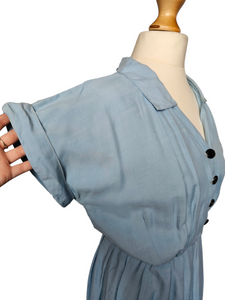 Late 1940s Powder Blue Capsleeve Dress