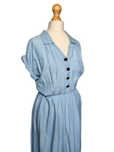 Load image into Gallery viewer, Late 1940s Powder Blue Capsleeve Dress
