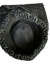 Load image into Gallery viewer, 1940s Black Astrakhan Fur Tilt Hat and Muff Set
