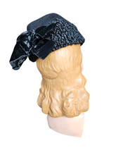 Load image into Gallery viewer, 1940s Black Astrakhan Fur Tilt Hat and Muff Set
