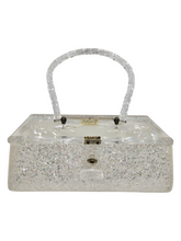 Load image into Gallery viewer, 1950s White and Clear Glitter Lucite Box Bag
